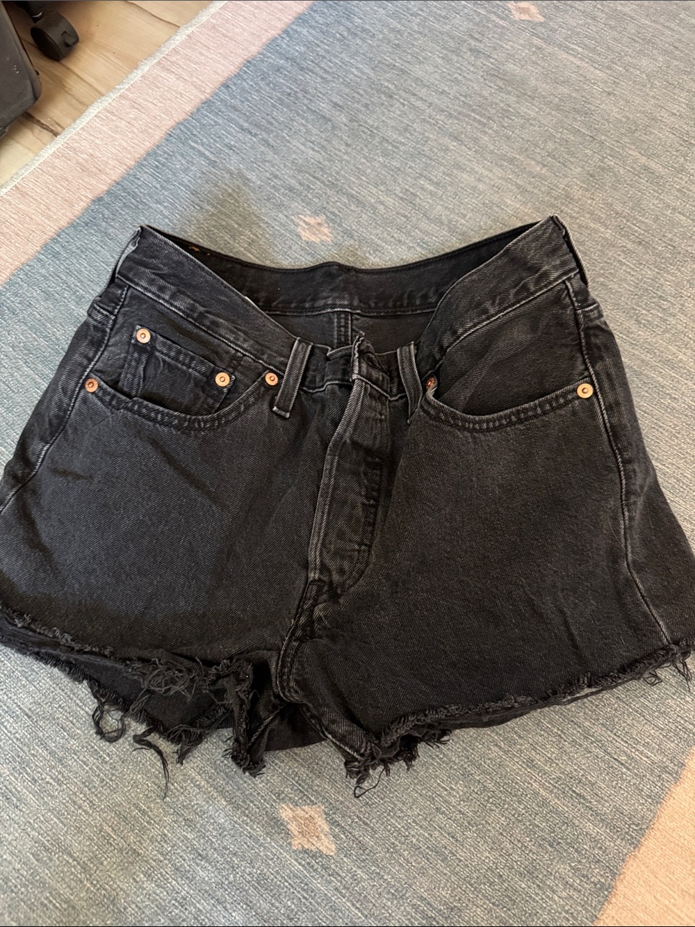 Levi's Black High-Rise Cutoff Jean Shorts
